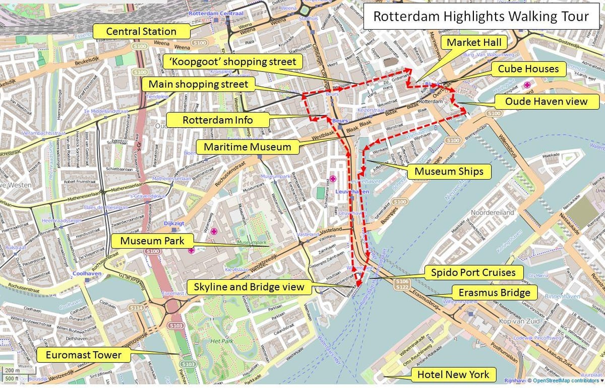 Karta Rotterdama pješačenje 