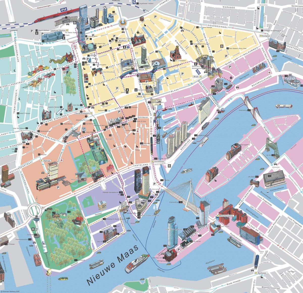 Karta znamenitosti Rotterdam 